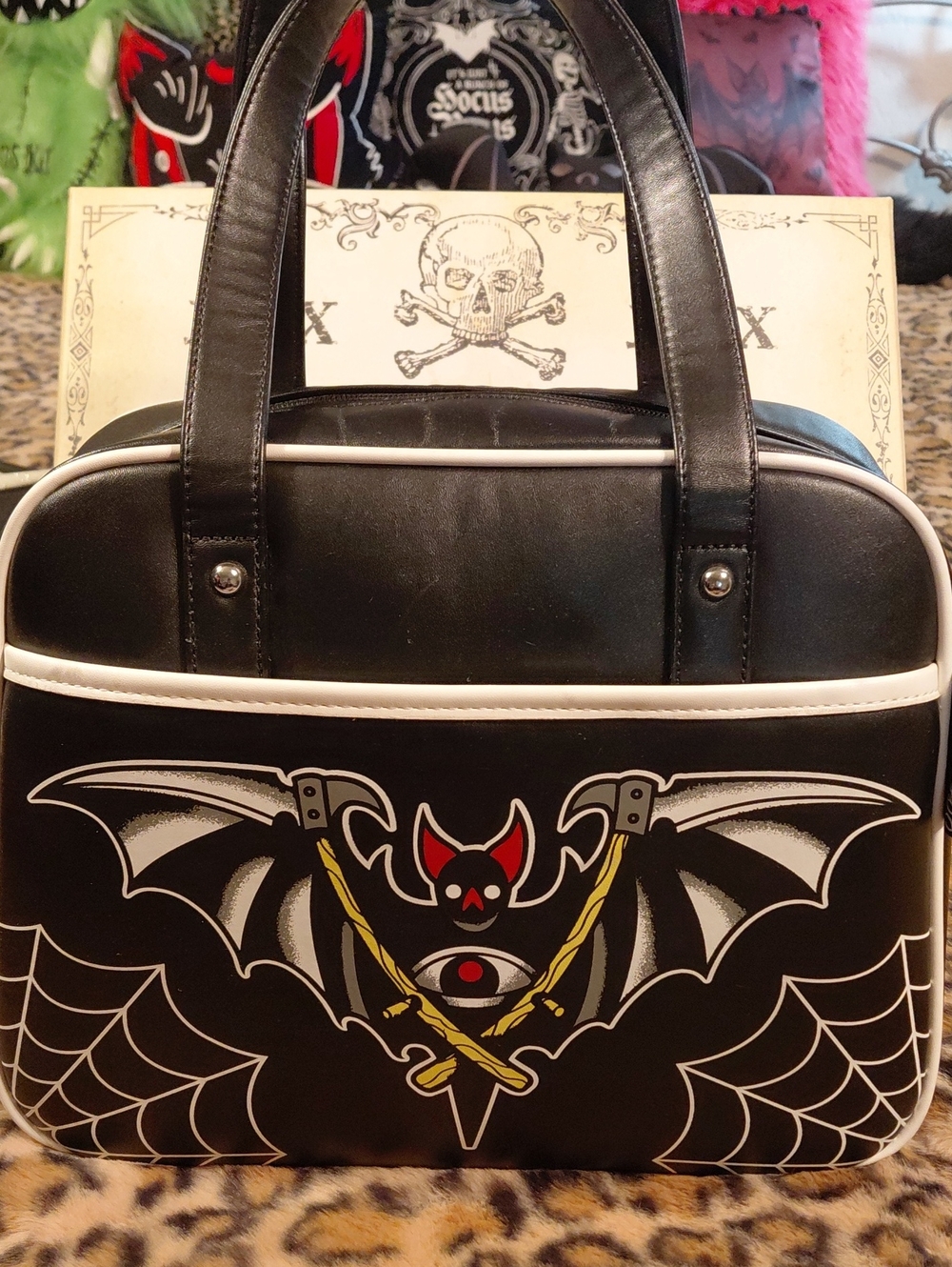 SOURPUSS LARGE Black BAT GRAPHICS ON FRONT RARE BAG